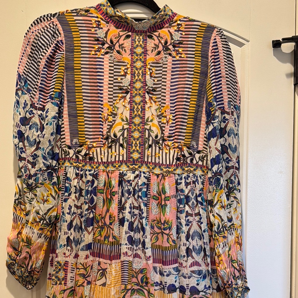 Anthropologie Bhanuni NWT Colorful Patterned Long Sleeve Maxi Dress 2